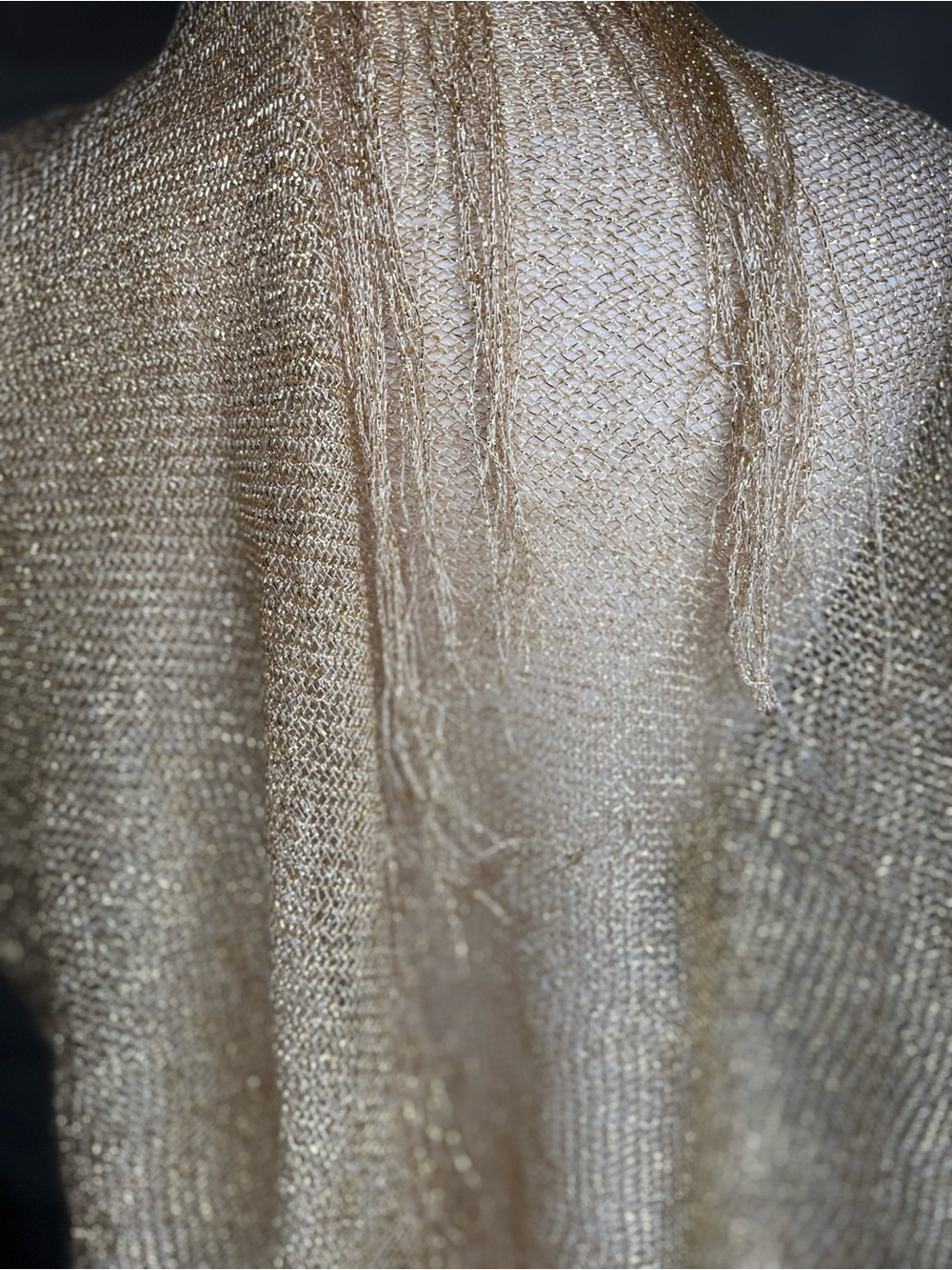 Gold Metallic Fringe Evening Shawl Wrap Wedding Formal Party Lightweight Scarf - Picture 14 of 14